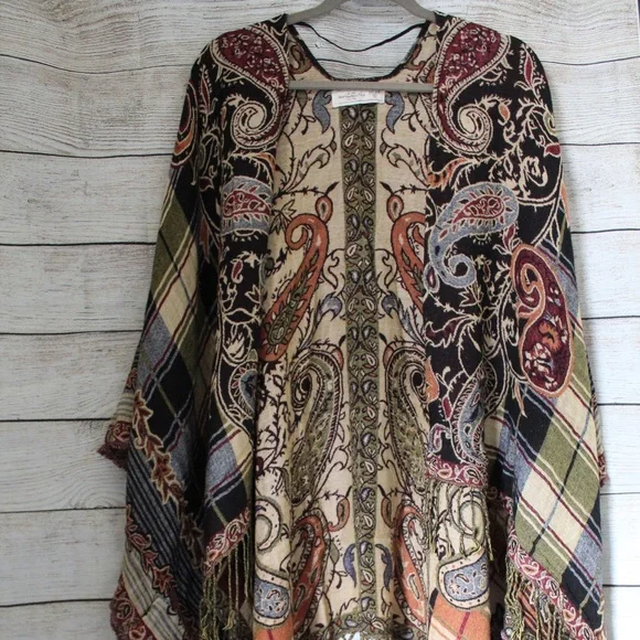 Abercrombie & Fitch Multicolor Paisley Poncho - Picture 1 of 4